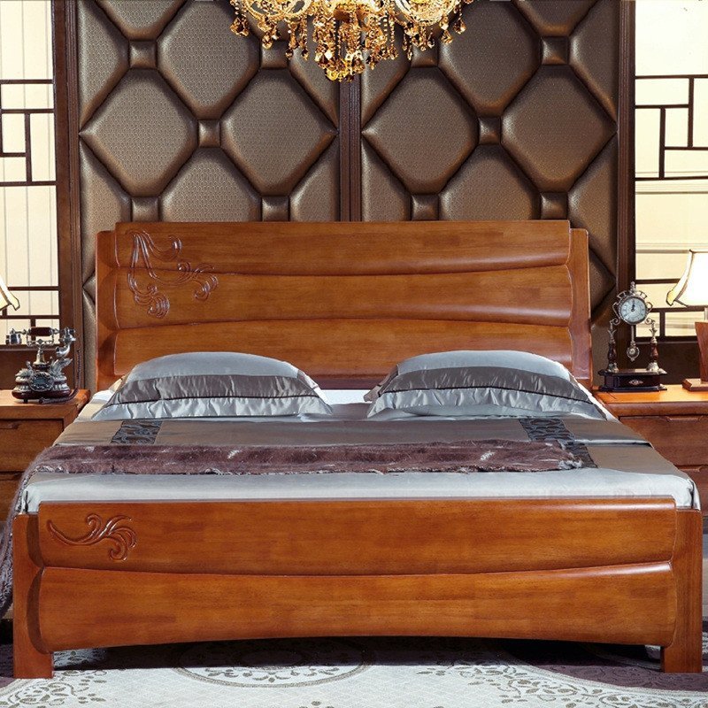 鼎俱 实木床 双人床 1.8米橡木床新中式床 卧室组合床