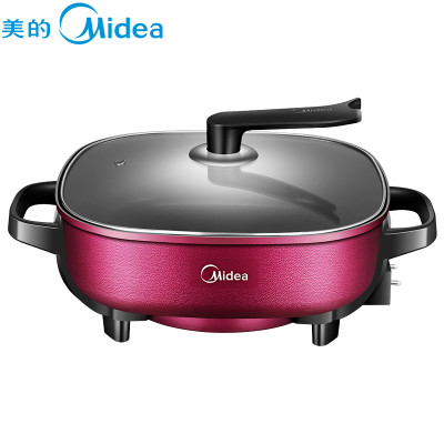 美的(Midea)MC-LHN30D大功率电火锅家用多功能煮锅 韩式电火锅平底一体炒锅不粘