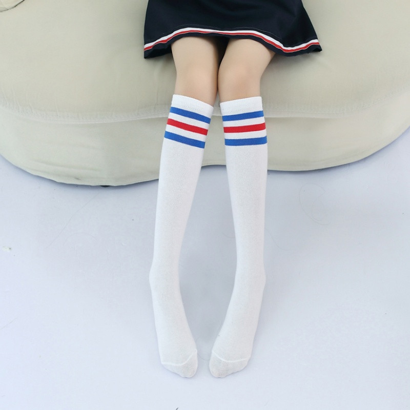 2017款】六一小学生校服袜 过膝 幼儿园服袜 纯棉 女童长筒袜儿童中筒