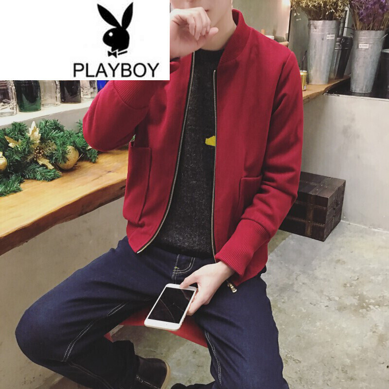 花花公子快手网络红人秋冬季男装加厚棒球服青