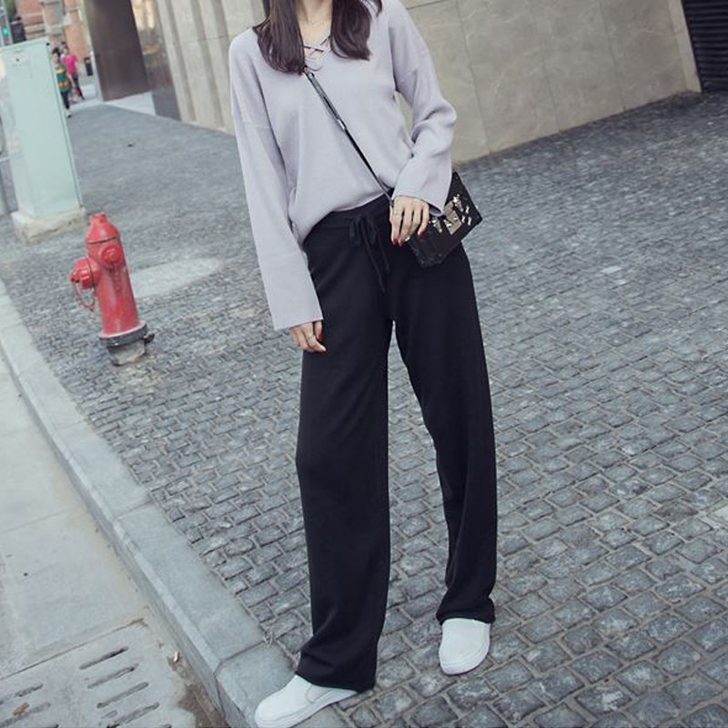 娉语秋冬新款裤子宽松校服裤ulzzang阔腿裤女bf风直筒