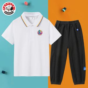 史努比(SNOOPY)儿童运动短袖短裤两件套装夏季新款男童POPL衫套装SN2PH