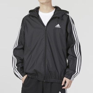 Adidas阿迪达斯男子新款防风百搭运动休闲连帽夹克IB0384 ZP