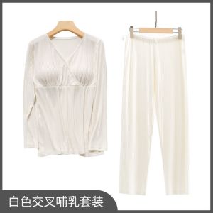 Three Sons月子服夏季薄款产后月子喂奶家居服套装春秋季哺乳衣