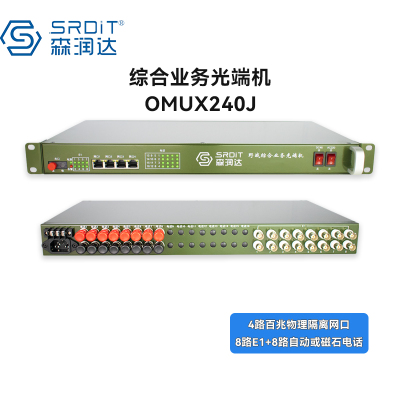 SRDIT森润达野外综合业务光端机PCM复用器OMUX240J物理隔离百兆自动电话 i4F8E8P