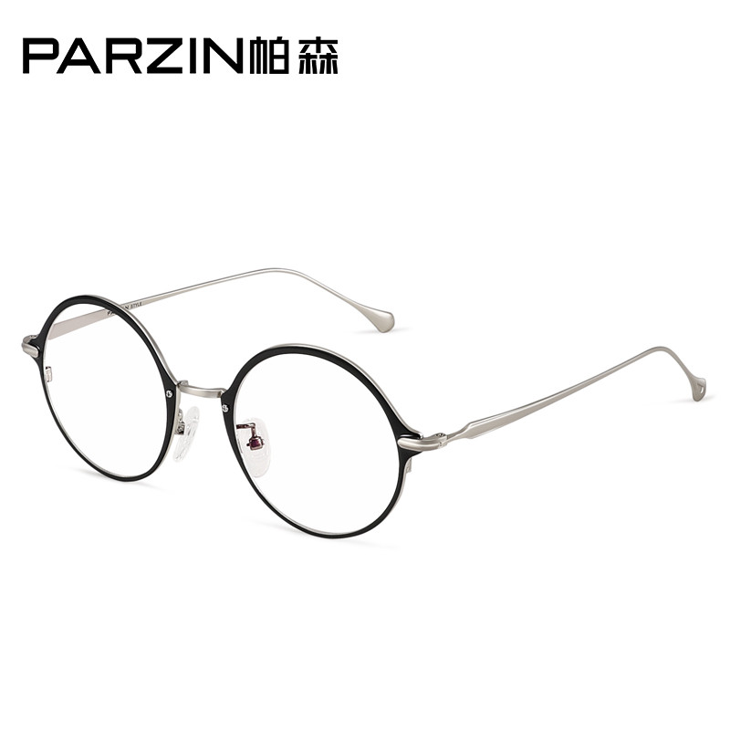 帕森parzin 全框光学镜架男女 圆框复古近视眼镜金属大框眼镜框 新款