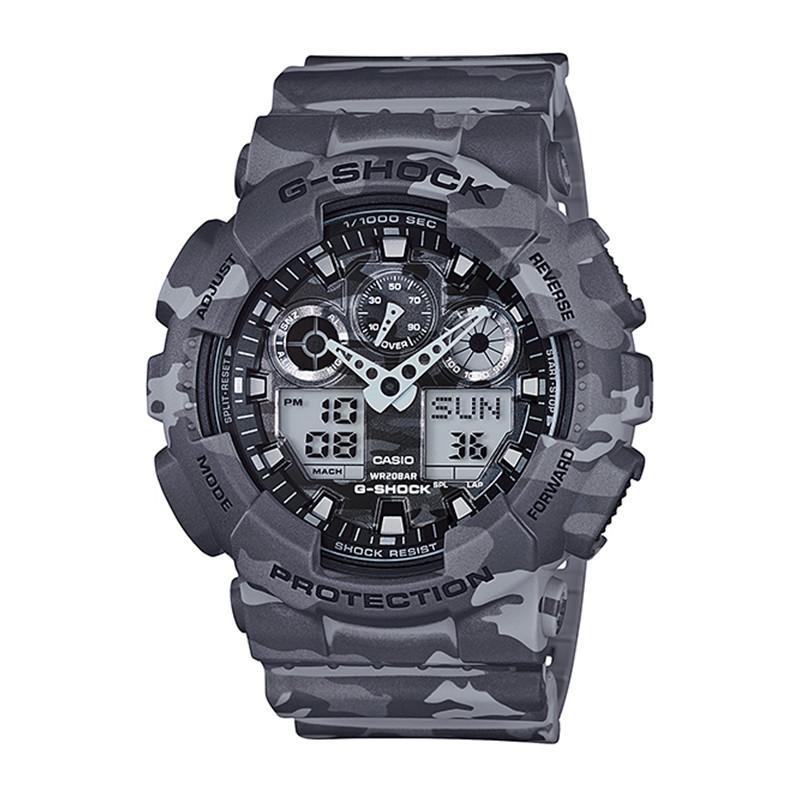 卡西欧casio 手表 g-shock 新款迷彩大表盘双显男表 ga-100cm-8a 限量