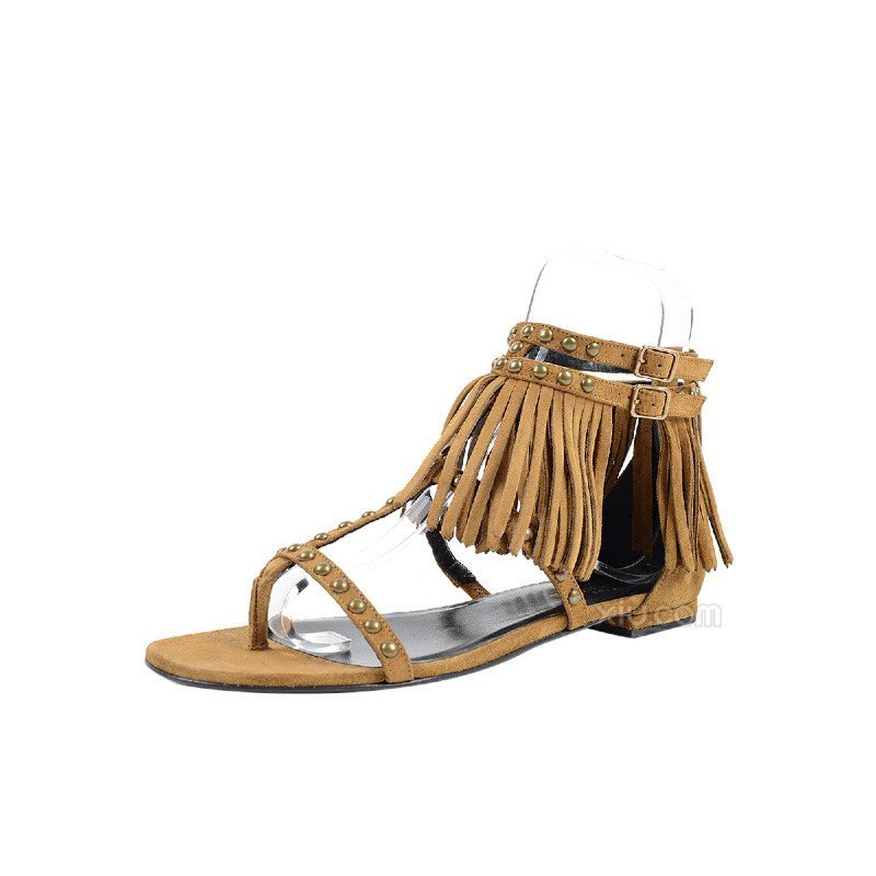 saint laurent 圣罗兰 麂皮绒流苏丁字鞋 375352/clt00