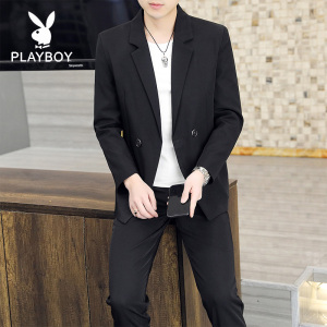 西服套装男士青年两件套纯色薄款西装外套韩版潮流成熟发型师一套KLGG2203衣服+裤子
