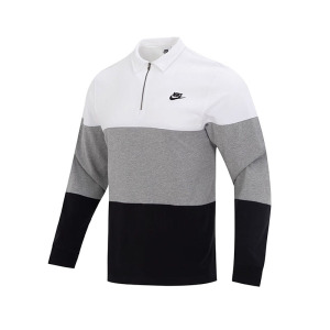 Nike 拼接品牌Logo印花运动透气长袖T恤 男款 灰色 FB7798-100