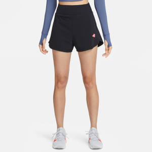 Nike Dri-FIT 纯色速干高腰衬里训练运动短裤 女款 黑色 FQ0695-010