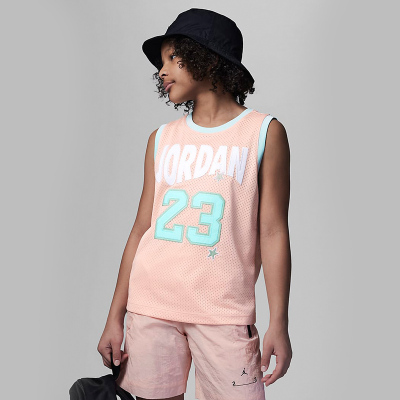 耐克Jordan 童装 Logo圆领套头字母印花无袖背心 女童 粉红色 FQ0591-664