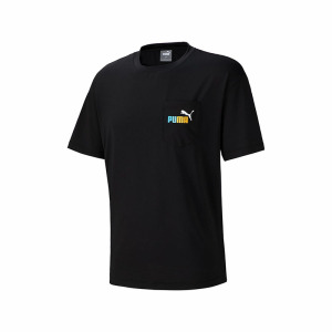 PUMA 品牌Logo印花短袖T恤 男女同款 黑色 678008-01