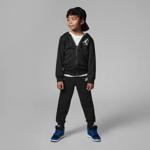 耐克Jordan 童装 Logo印花拉链连帽衫长裤套装 男童 黑色 FJ5261-010