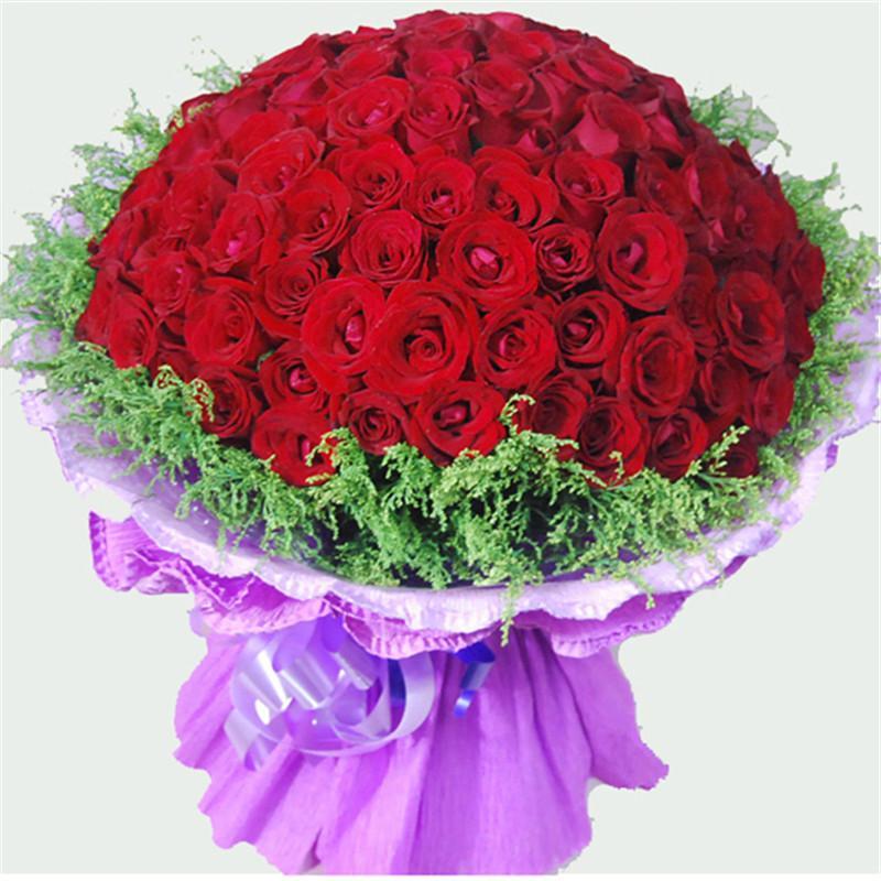 五二零 鲜花速递全国预定 99朵红玫瑰花束生日礼物 武汉苏州长沙福州