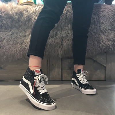 vans/范斯 万斯男鞋女鞋 sk8-hi 高帮情侣经典款板鞋运动鞋黑色 vn-0d