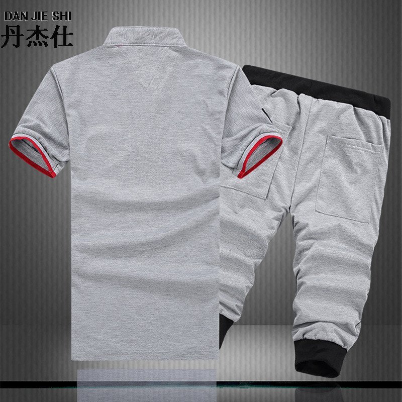 丹杰仕短袖套装t恤男2016夏季新款棉圆领男士休闲运动夏装衣服男装