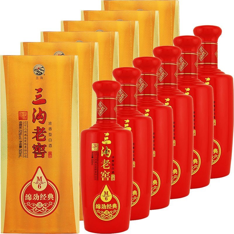 江鼎 三沟老窖m6高度白酒52度500ml*6 三沟白酒【价格