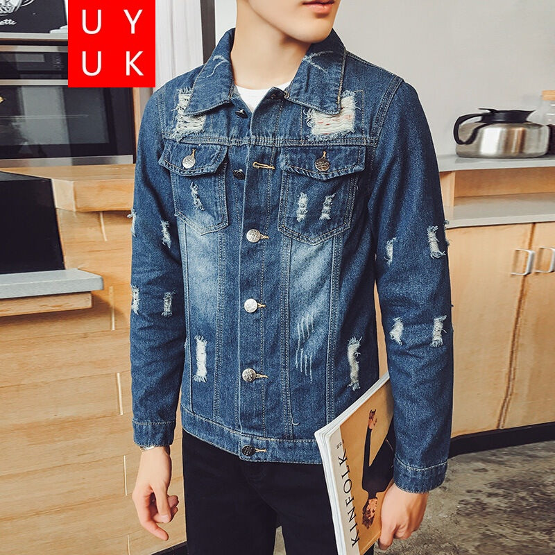 uyuk牛仔外套男士春秋季2017新款韩版休闲学生夹克潮流装修身帅气百搭图片
