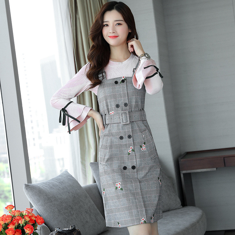 琳朵儿2017女装新款秋冬季长袖两件套连衣裙