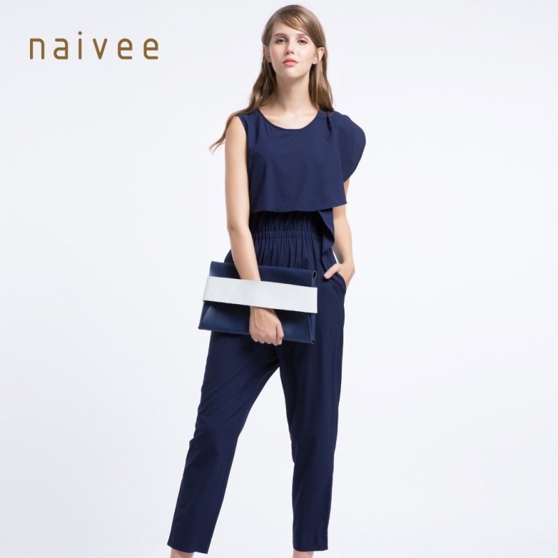 naivee/纳薇2015年夏专柜新品垂感不对称廓形连体裤女154450447