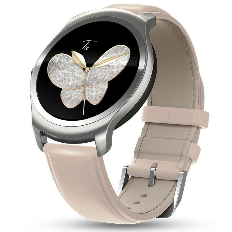ticwatch2智能手表经典系列珠光粉真皮表带语音触摸tic