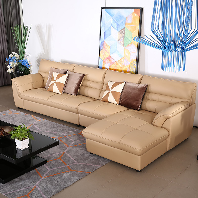 索菲亚真皮沙发 简约现代风格 时尚真皮沙发和室椅 浅灰色 小户型沙发