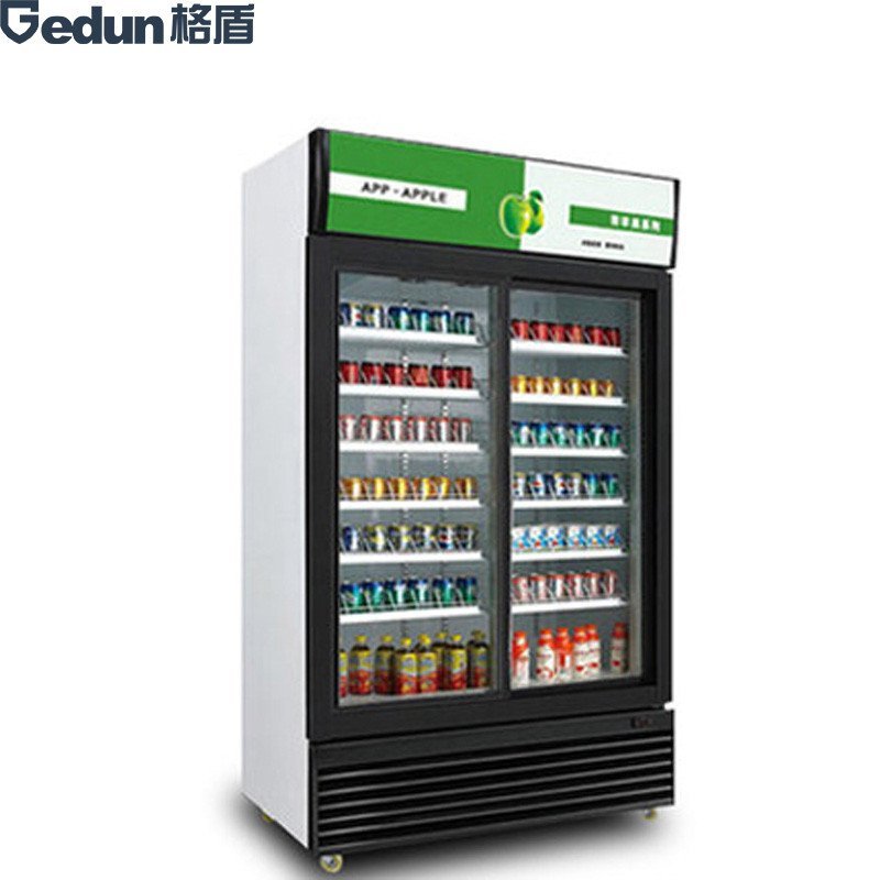 展示柜冷藏立式冰柜 绿黑色 商用冰箱饮料饮品 保鲜柜双门冰箱陈列柜