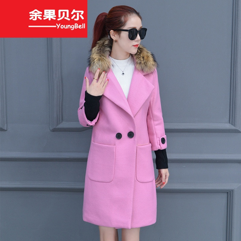 余果贝尔秋冬毛呢外套女中长款2016新款韩版