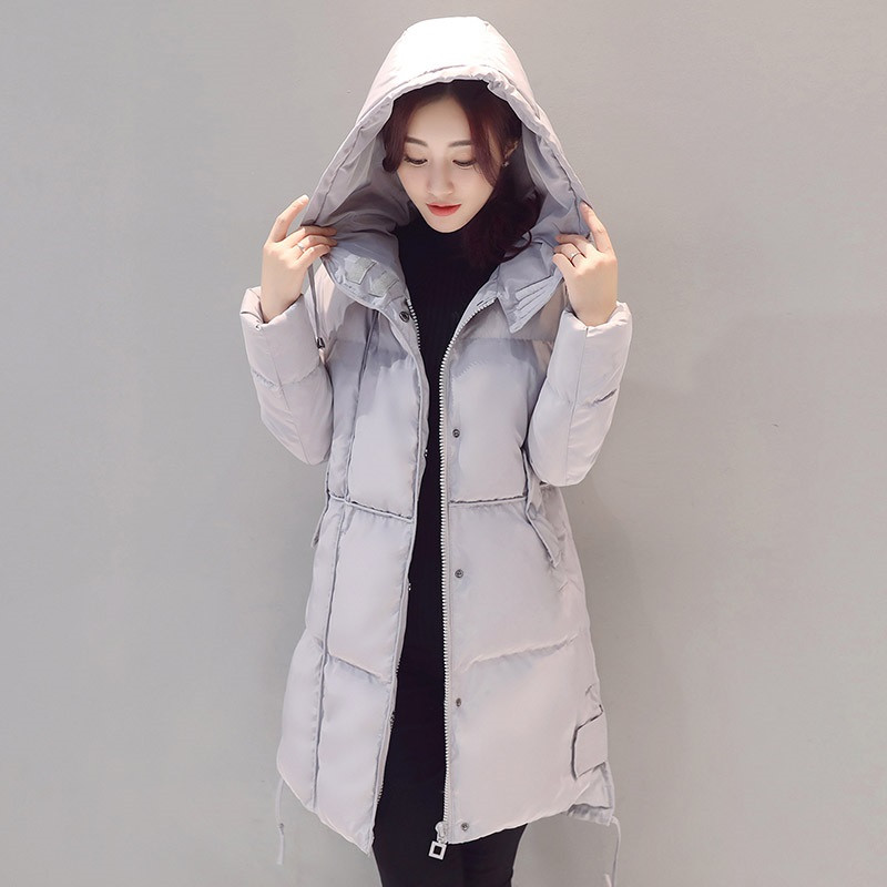 女士长款棉服女纯色连帽棉衣外套女中年女士加厚保暖棉风衣女棉袄1