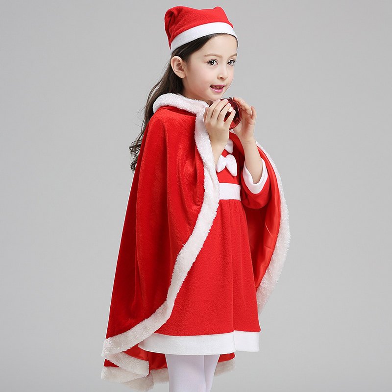 2016新款圣诞节儿童装扮圣诞老人男女童斗篷