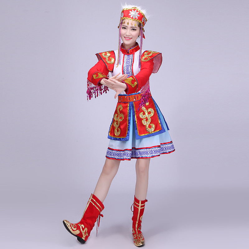 蒙古舞蹈演出服 蒙古族舞蹈服装成人女舞蹈服