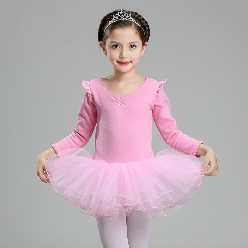 儿童舞蹈服装春夏季女童舞蹈服演出服练功服长袖短袖幼儿芭蕾舞裙