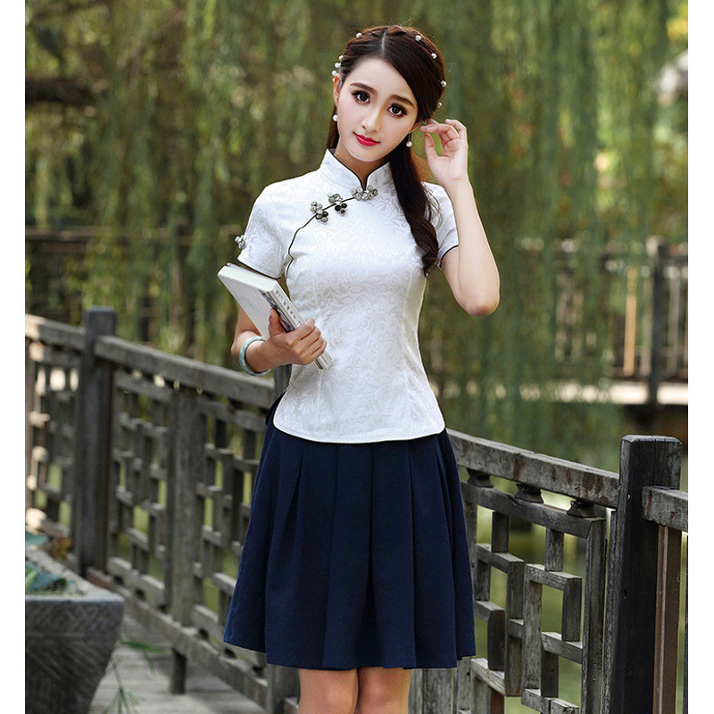 zsj民国学生装女五四青年装复古毕业照舞台表演出服文艺短裙旗袍套装
