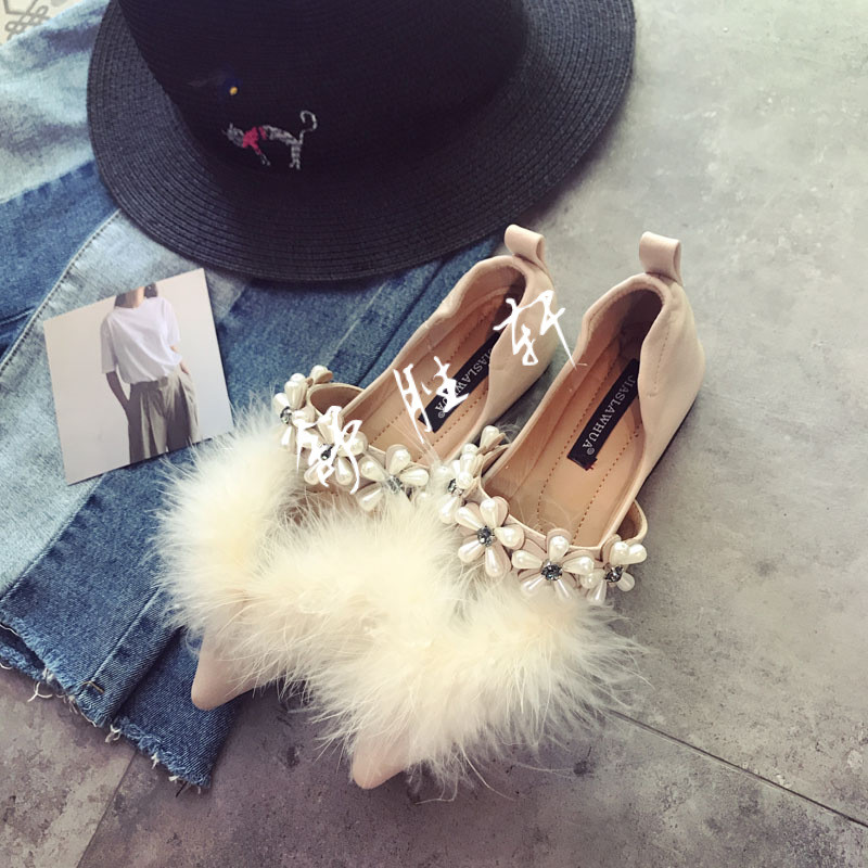 尖头平底鞋女单鞋2017新款韩版百搭浅口一字