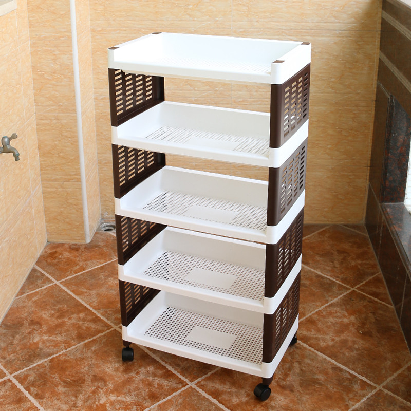 多层带轮厨房置物架塑料层架浴室卫生间储物收纳架子落地式整理架