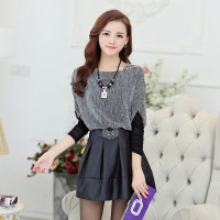 时尚雪纺连衣裙女夏季2016新款秋装假两件套