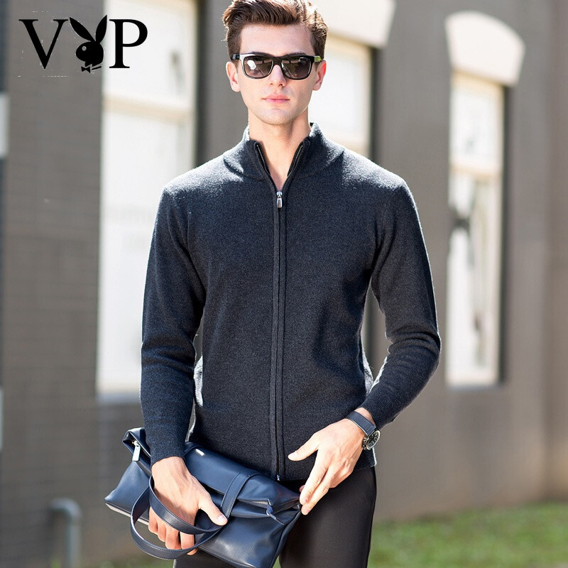 花花公子贵宾秋冬新款时尚男装羊毛衫男式半高