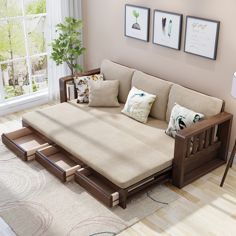 米莱克 沙发床实木沙发组合现代简约日式客厅