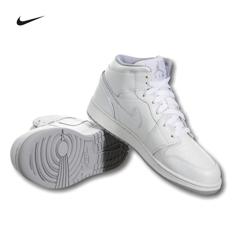 nike air jordan 1 mid aj1乔1男女情侣篮球鞋 白色 554724-112