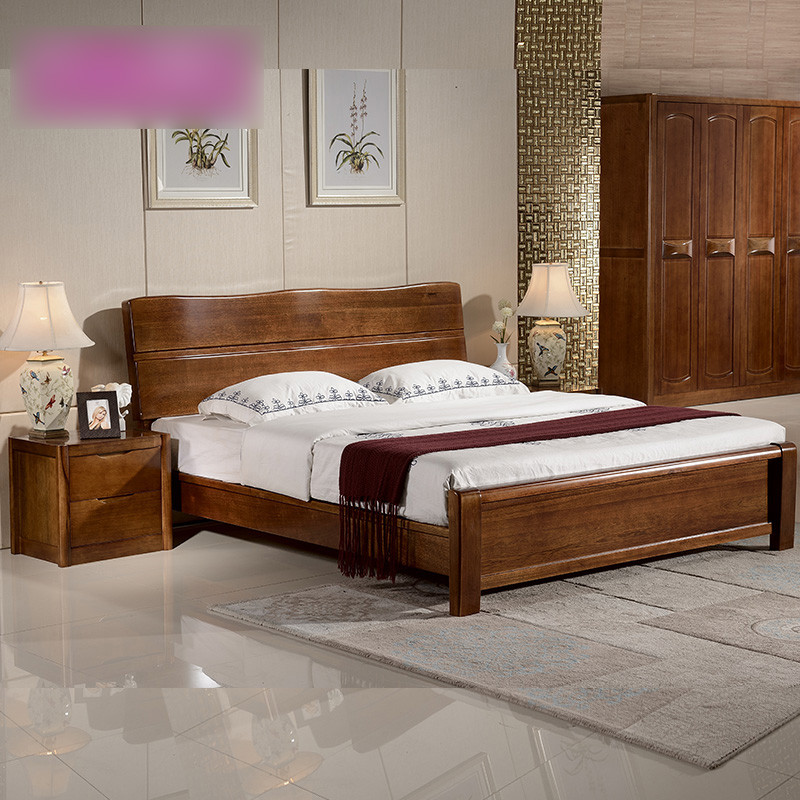 淮木(huaimu) 黄金胡桃木1.8米实木床双人床简约现代大床高箱床婚床