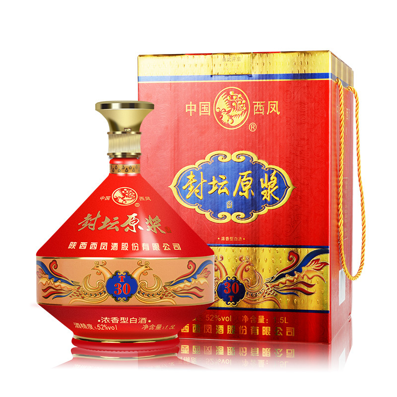 西凤酒(xifeng)国产浓香型白酒52度封坛原浆酒t30单瓶1.5l*1