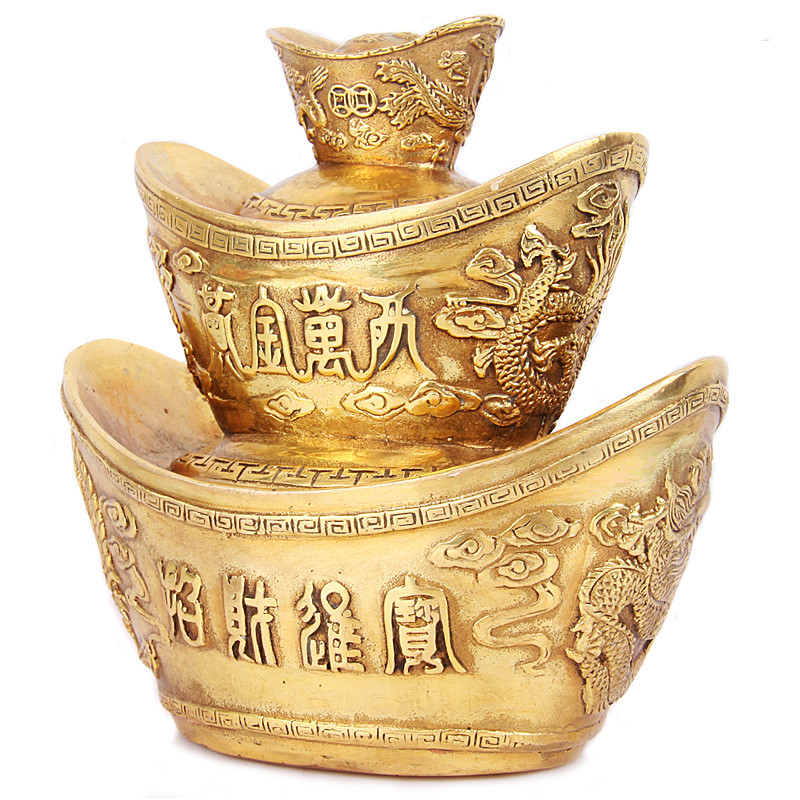 天御阁 金元宝摆件纯铜五路财神大元宝工艺品 风水招财家居客厅办公室