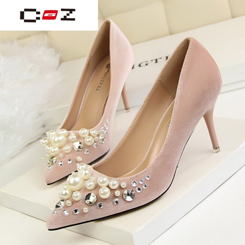 CZ潮流品牌韩版时尚优雅宴会女鞋高跟鞋细跟
