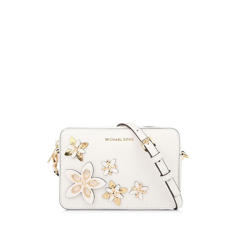 michael kors 金属花瓣点缀女士斜挎包 32h6gfam2l 白色
