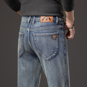 金盾(KIN DON)高端黑色牛仔裤男潮牌新款夏季薄款修身直筒灰色裤子男士牛仔裤