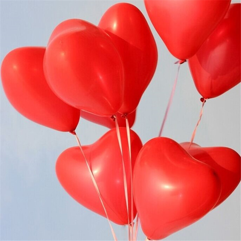 加厚心形珠光气球爱心气球心形浪漫气球装饰结婚气球布置装饰-红色100