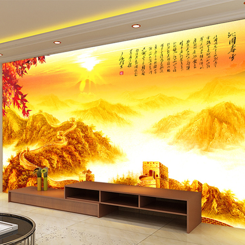 塞拉维3d立体办公室万里长城大型壁纸壁画电视沙发背景墙布壁画大展