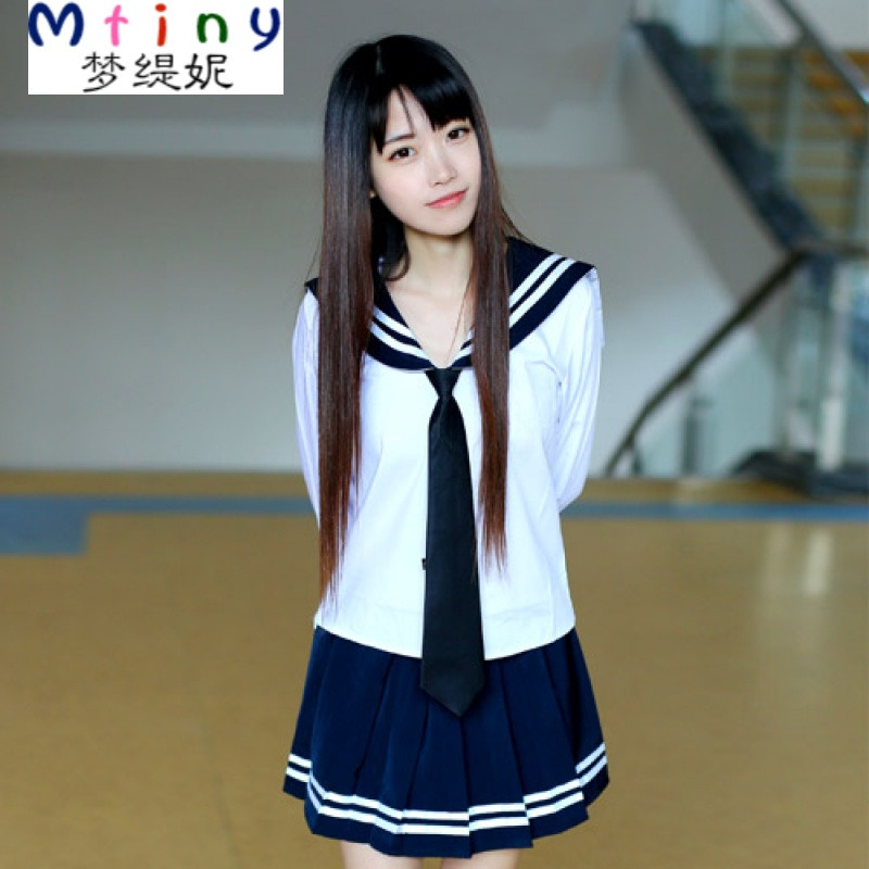 mtiny日系韩版校服套装学生制服 领带可爱女学生服水手服套装表演出服