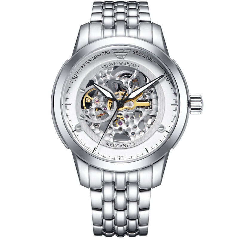 阿玛尼(armani)手表男士手表 全自动机械镂空时尚商务
